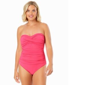 Anne Cole Women's Onepice SwimSuit ( No Straps ) Pink Size 14 10395